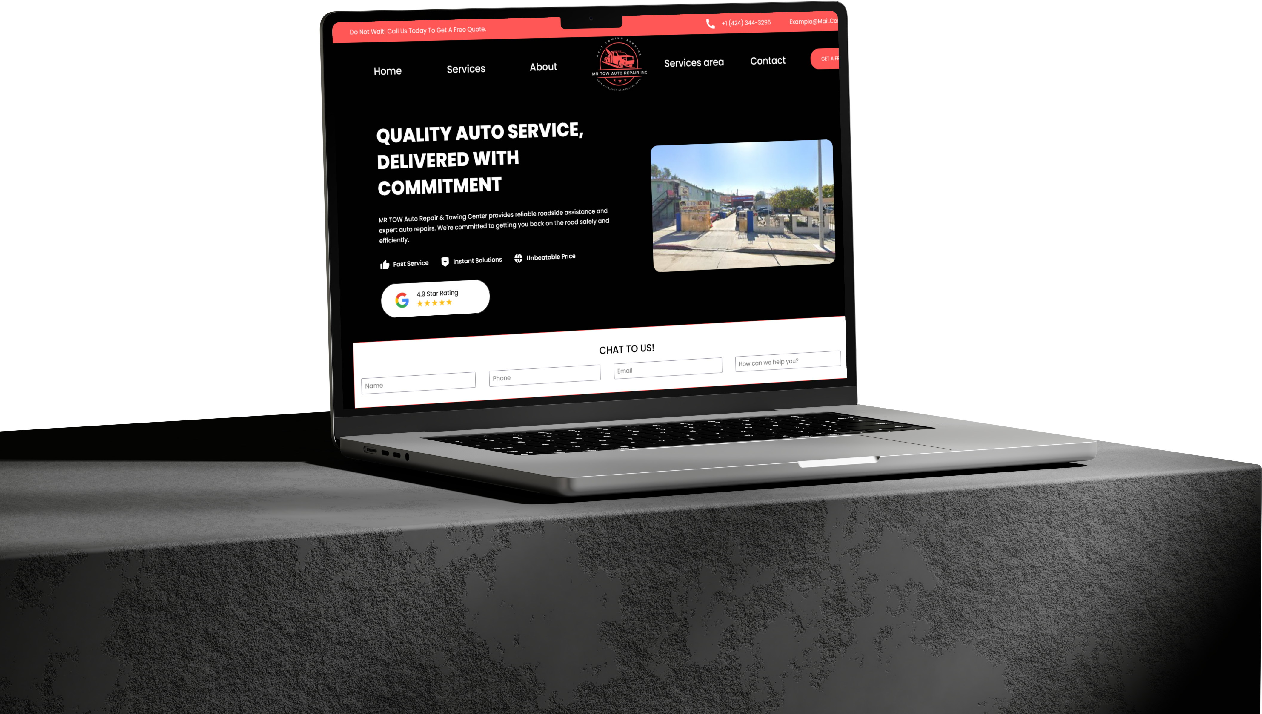 laptop showing SlabRush construction website design
